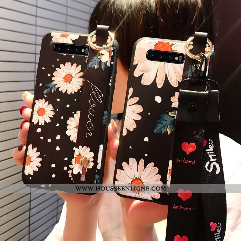 Étui Samsung Galaxy S10 Délavé En Daim Personnalité 2020 Fluide Doux Noir Téléphone Portable Coque