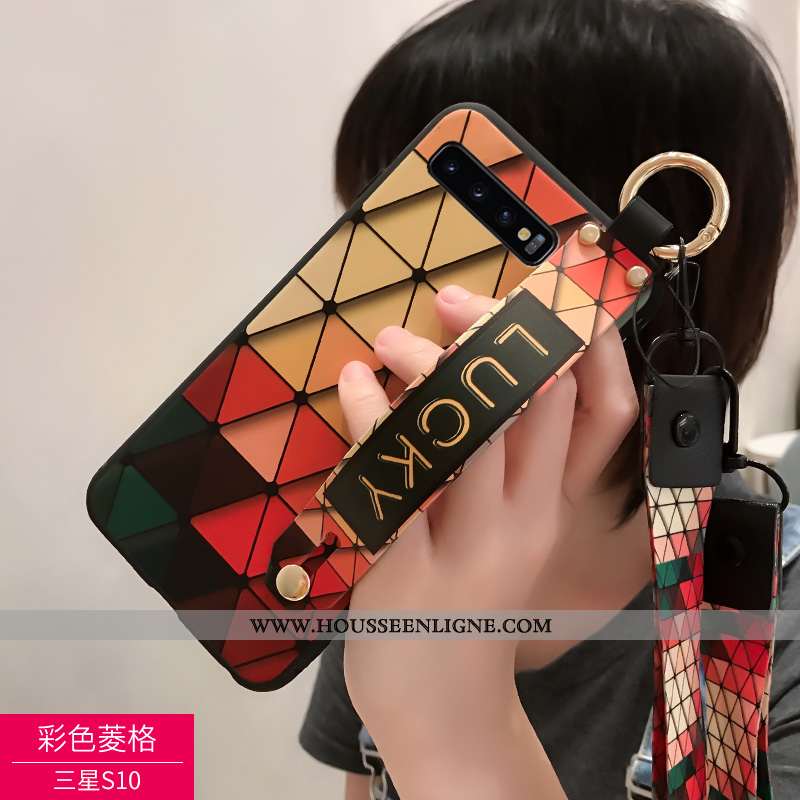 Étui Samsung Galaxy S10 Délavé En Daim Personnalité 2020 Fluide Doux Noir Téléphone Portable Coque