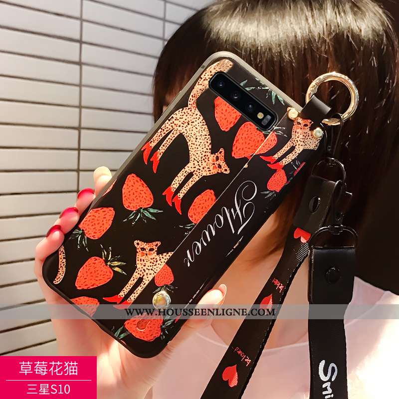 Étui Samsung Galaxy S10 Délavé En Daim Personnalité 2020 Fluide Doux Noir Téléphone Portable Coque