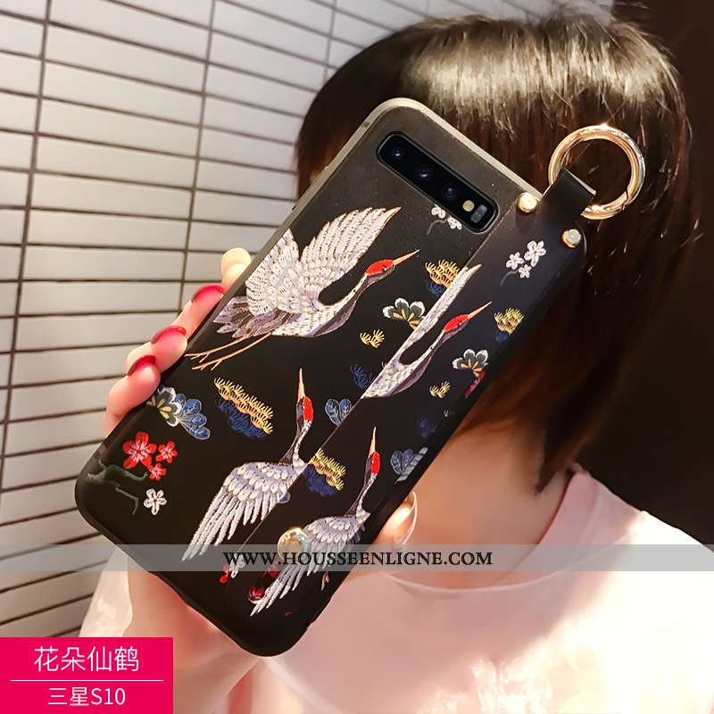 Étui Samsung Galaxy S10 Délavé En Daim Personnalité 2020 Fluide Doux Noir Téléphone Portable Coque