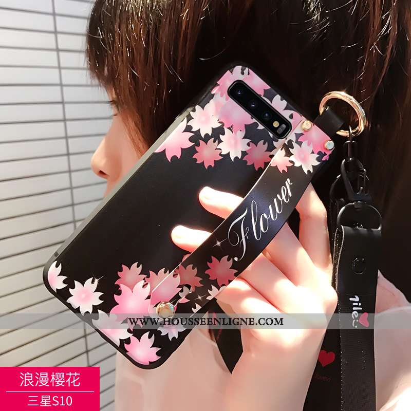 Étui Samsung Galaxy S10 Délavé En Daim Personnalité 2020 Fluide Doux Noir Téléphone Portable Coque