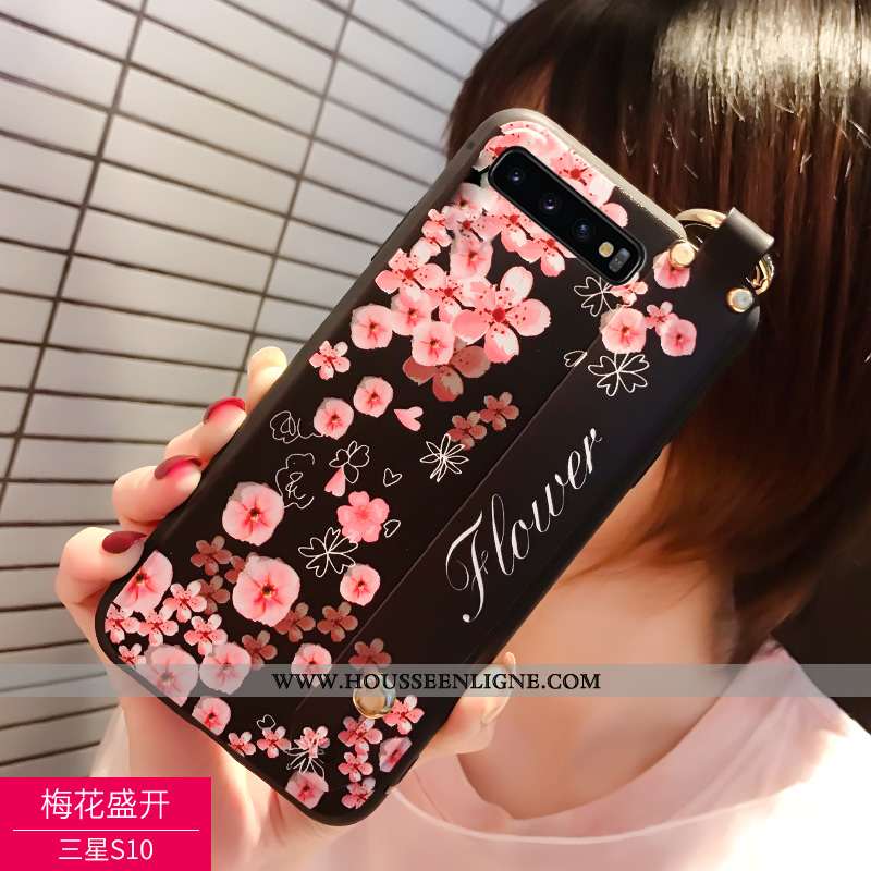 Étui Samsung Galaxy S10 Délavé En Daim Personnalité 2020 Fluide Doux Noir Téléphone Portable Coque