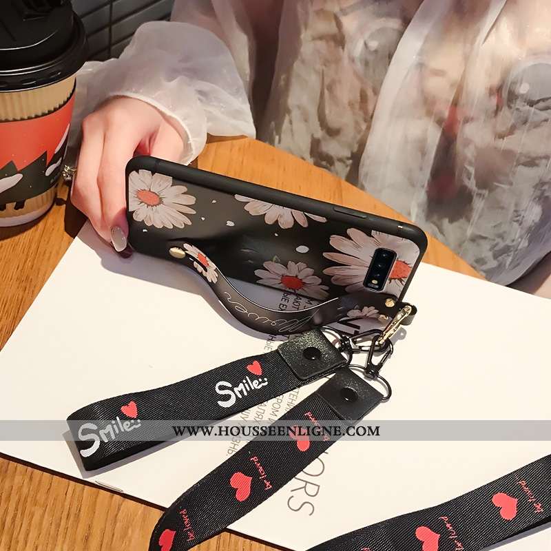 Étui Samsung Galaxy S10 Délavé En Daim Personnalité 2020 Fluide Doux Noir Téléphone Portable Coque