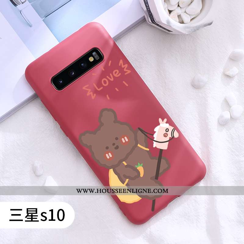 Étui Samsung Galaxy S10 Délavé En Daim Ultra Coque Rouge Tout Compris Silicone Tendance