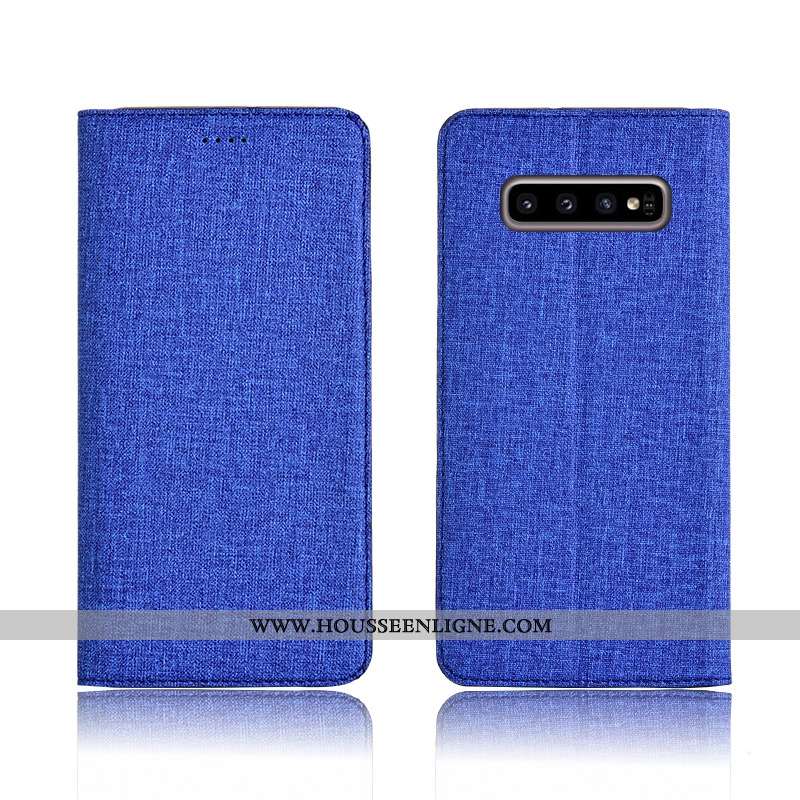 Étui Samsung Galaxy S10+ Fluide Doux Protection Nouveau Cuir Clamshell Bleu