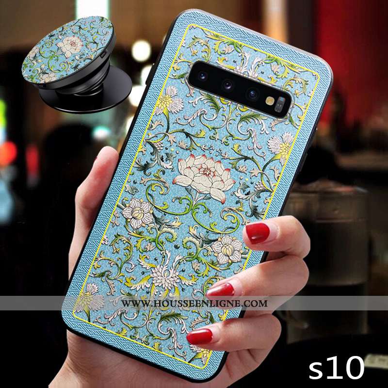 Étui Samsung Galaxy S10 Fluide Doux Silicone Bleu Tendance Téléphone Portable Nouveau Tout Compris
