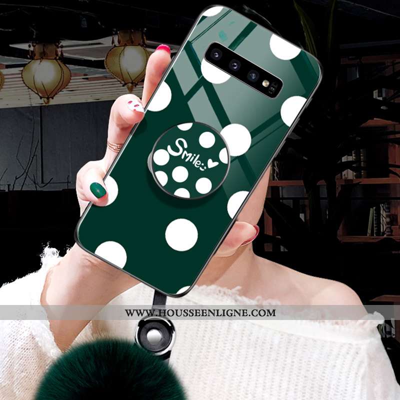 Étui Samsung Galaxy S10 Fluide Doux Silicone Simple Vent Tendance Point D'onde Verte