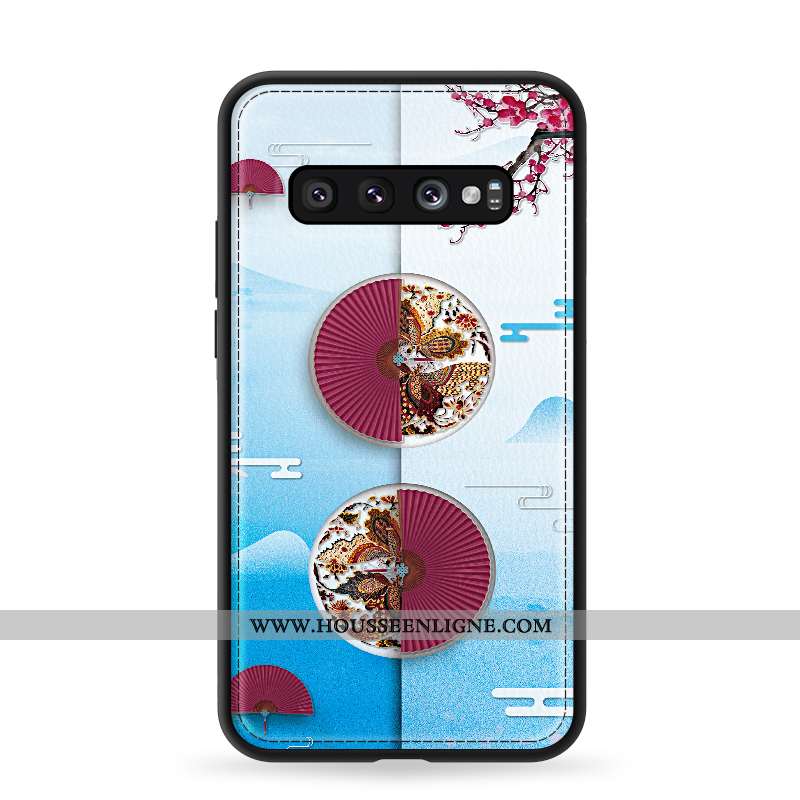 Étui Samsung Galaxy S10 Fluide Doux Silicone Vent Gaufrage Vintage Incassable Bleu