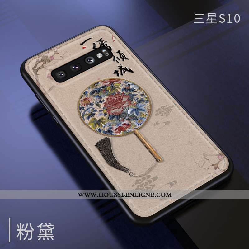 Étui Samsung Galaxy S10 Fluide Doux Silicone Vent Gaufrage Vintage Incassable Bleu