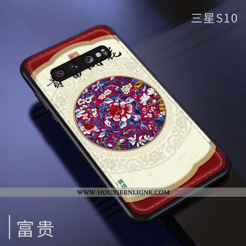 Étui Samsung Galaxy S10 Fluide Doux Silicone Vent Gaufrage Vintage Incassable Bleu