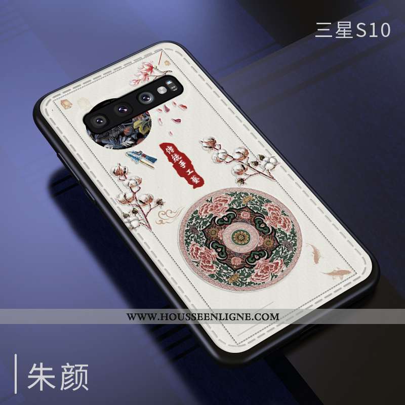 Étui Samsung Galaxy S10 Fluide Doux Silicone Vent Gaufrage Vintage Incassable Bleu