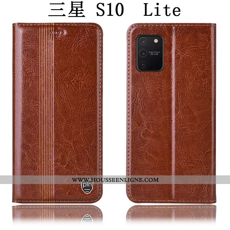 Étui Samsung Galaxy S10 Lite Cuir Véritable Protection Marron Tout Compris Téléphone Portable Housse