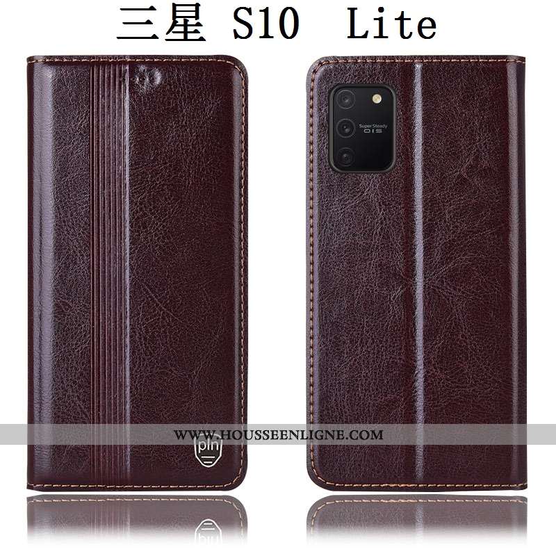 Étui Samsung Galaxy S10 Lite Cuir Véritable Protection Marron Tout Compris Téléphone Portable Housse