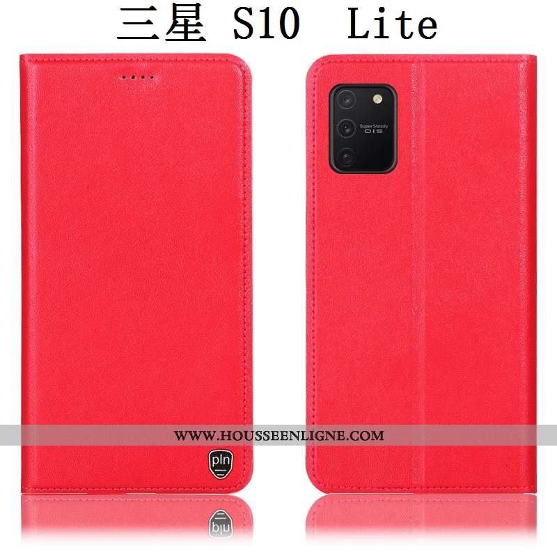 Étui Samsung Galaxy S10 Lite Cuir Véritable Protection Téléphone Portable Étoile Housse Coque Jaune