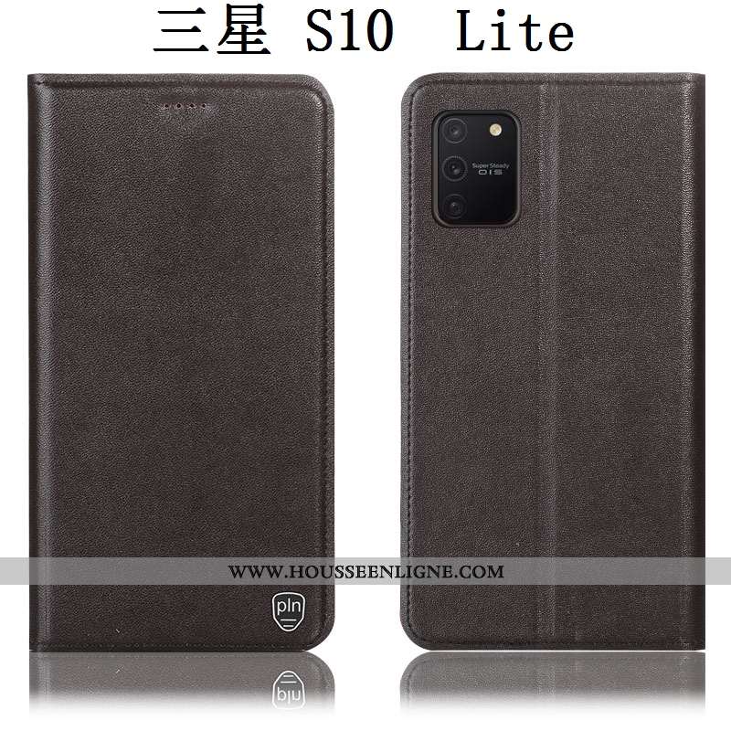 Étui Samsung Galaxy S10 Lite Cuir Véritable Protection Téléphone Portable Étoile Housse Coque Jaune