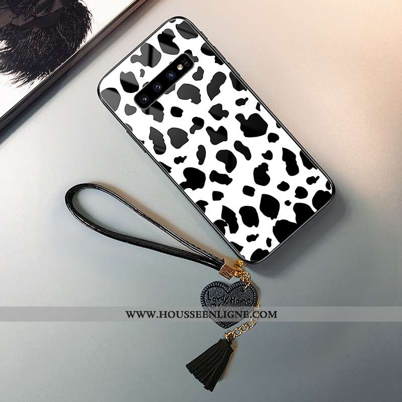 Étui Samsung Galaxy S10 Modèle Fleurie Mode Léopard Difficile Étoile Verre Jaune