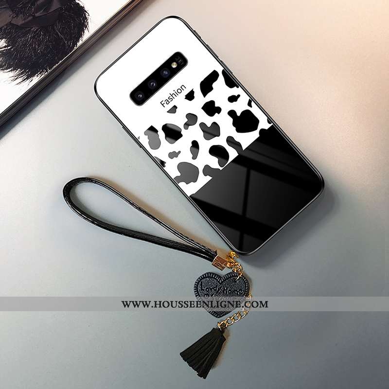 Étui Samsung Galaxy S10 Modèle Fleurie Mode Léopard Difficile Étoile Verre Jaune