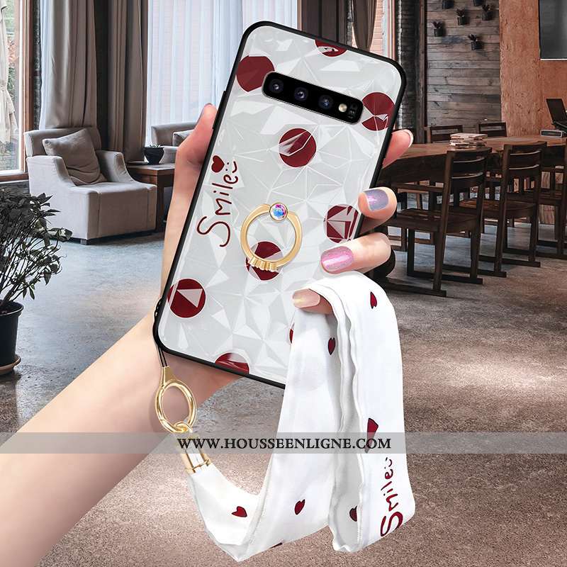Étui Samsung Galaxy S10 Modèle Fleurie Téléphone Portable Coque Simple Rouge Incassable