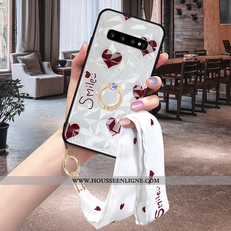 Étui Samsung Galaxy S10 Modèle Fleurie Téléphone Portable Coque Simple Rouge Incassable