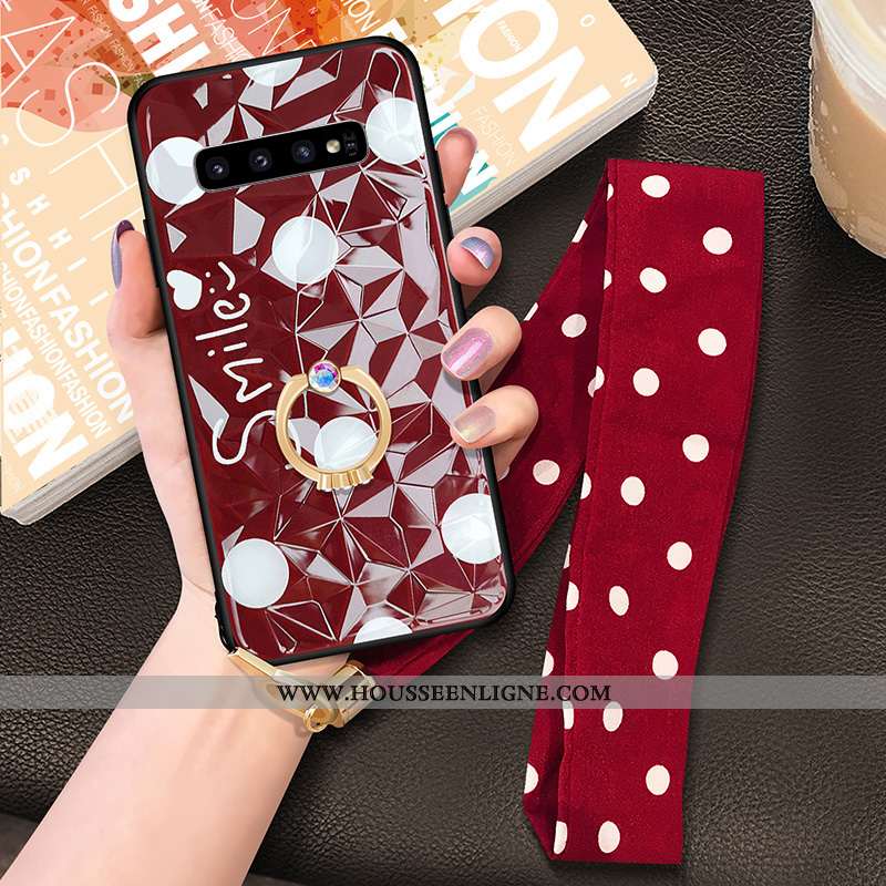 Étui Samsung Galaxy S10 Modèle Fleurie Téléphone Portable Coque Simple Rouge Incassable