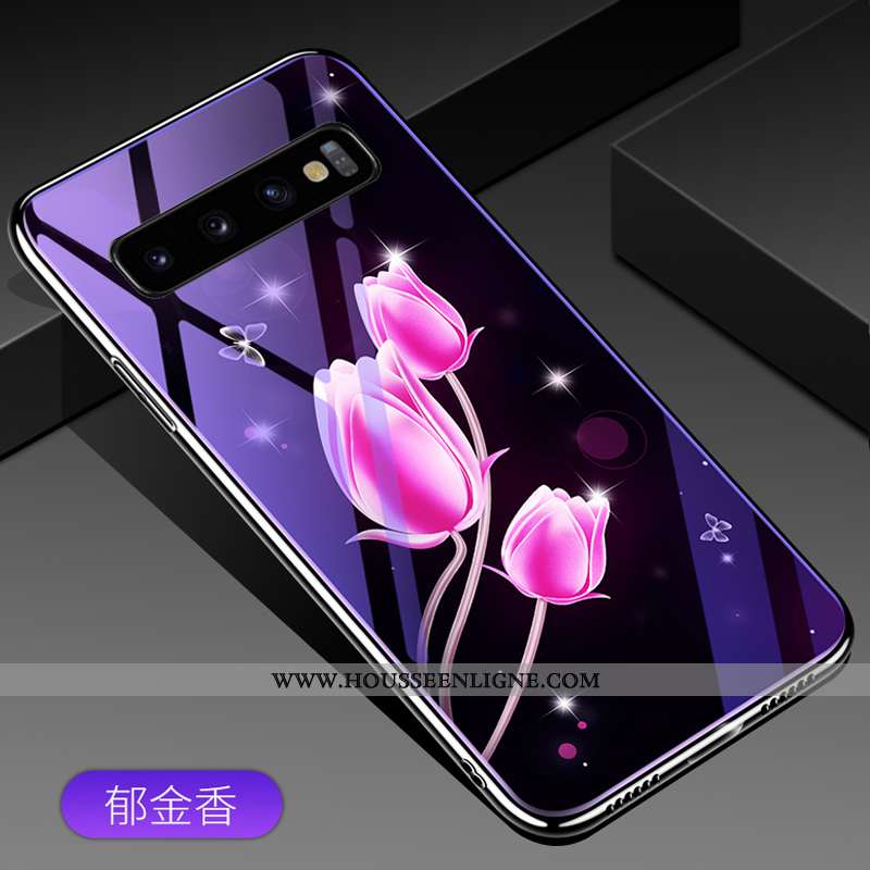 Étui Samsung Galaxy S10+ Personnalité Créatif Verre Téléphone Portable Coque Protection Violet