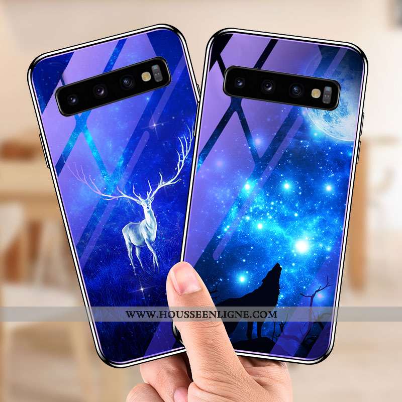 Étui Samsung Galaxy S10+ Personnalité Créatif Verre Téléphone Portable Coque Protection Violet