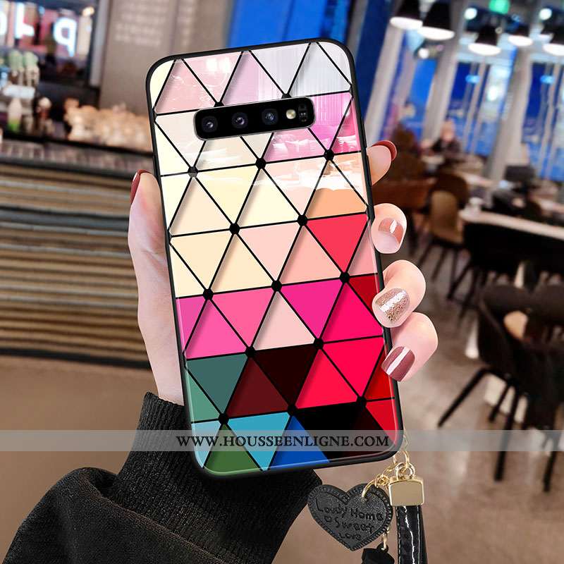 Étui Samsung Galaxy S10 Personnalité Tendance Téléphone Portable Rouge Incassable Coque Verre