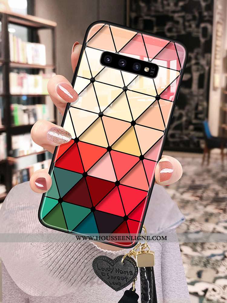 Étui Samsung Galaxy S10 Personnalité Tendance Téléphone Portable Rouge Incassable Coque Verre