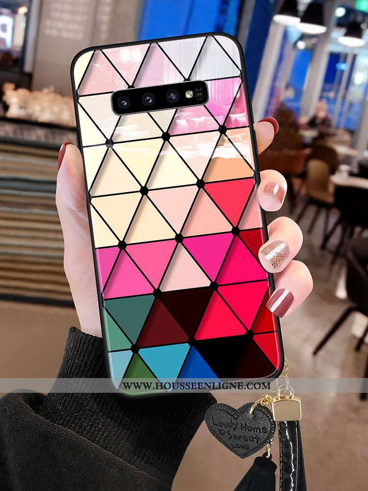 Étui Samsung Galaxy S10 Personnalité Tendance Téléphone Portable Rouge Incassable Coque Verre