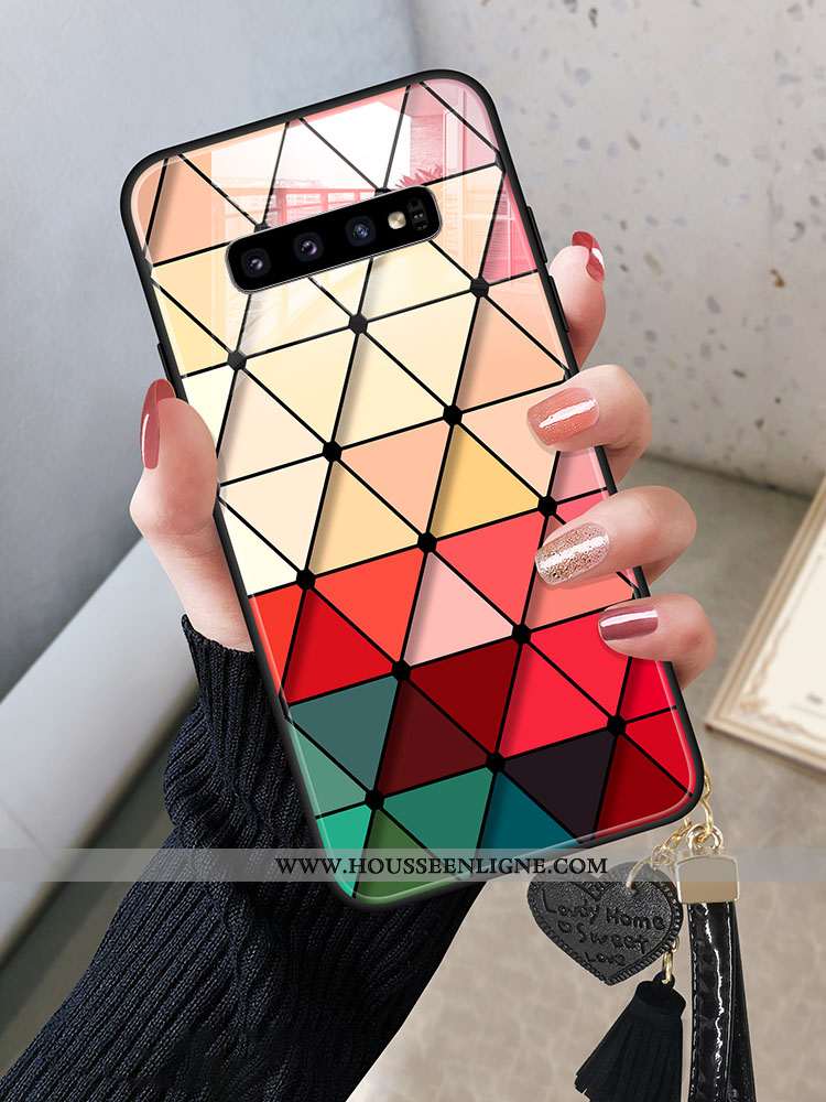 Étui Samsung Galaxy S10 Personnalité Tendance Téléphone Portable Rouge Incassable Coque Verre