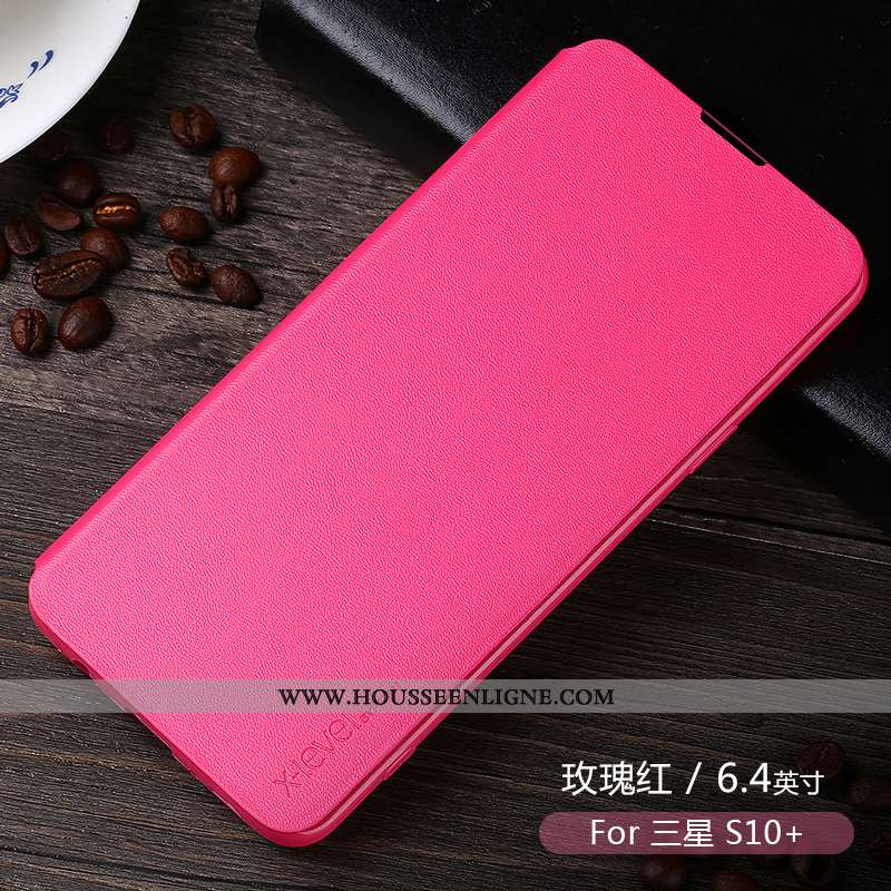 Étui Samsung Galaxy S10+ Protection Personnalité Téléphone Portable Tout Compris Créatif Cuir Rose
