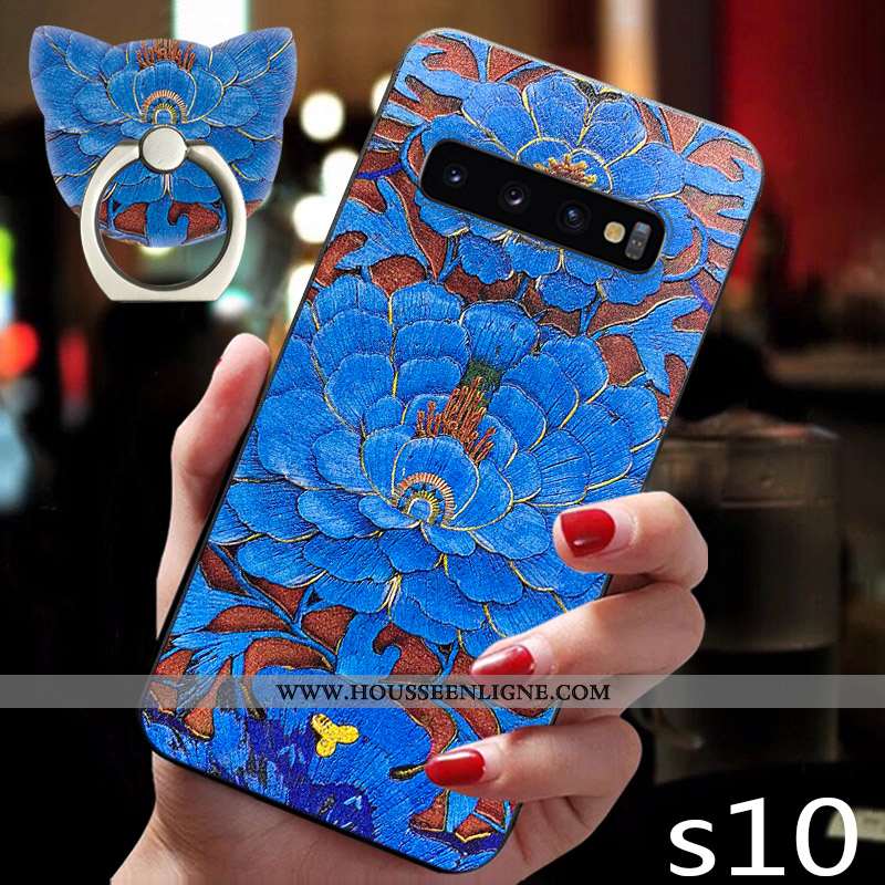 Étui Samsung Galaxy S10 Protection Ultra Luxe Fluide Doux Légère Mode Silicone Bleu