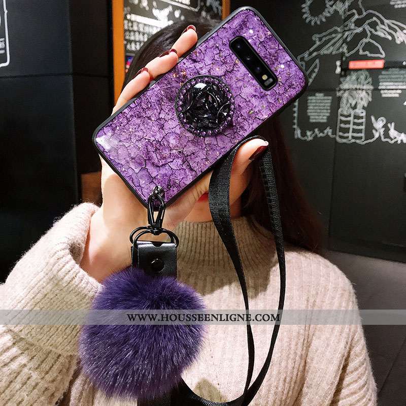 Étui Samsung Galaxy S10 Silicone Protection Violet Tendance Fluide Doux Incassable Ornements Suspend