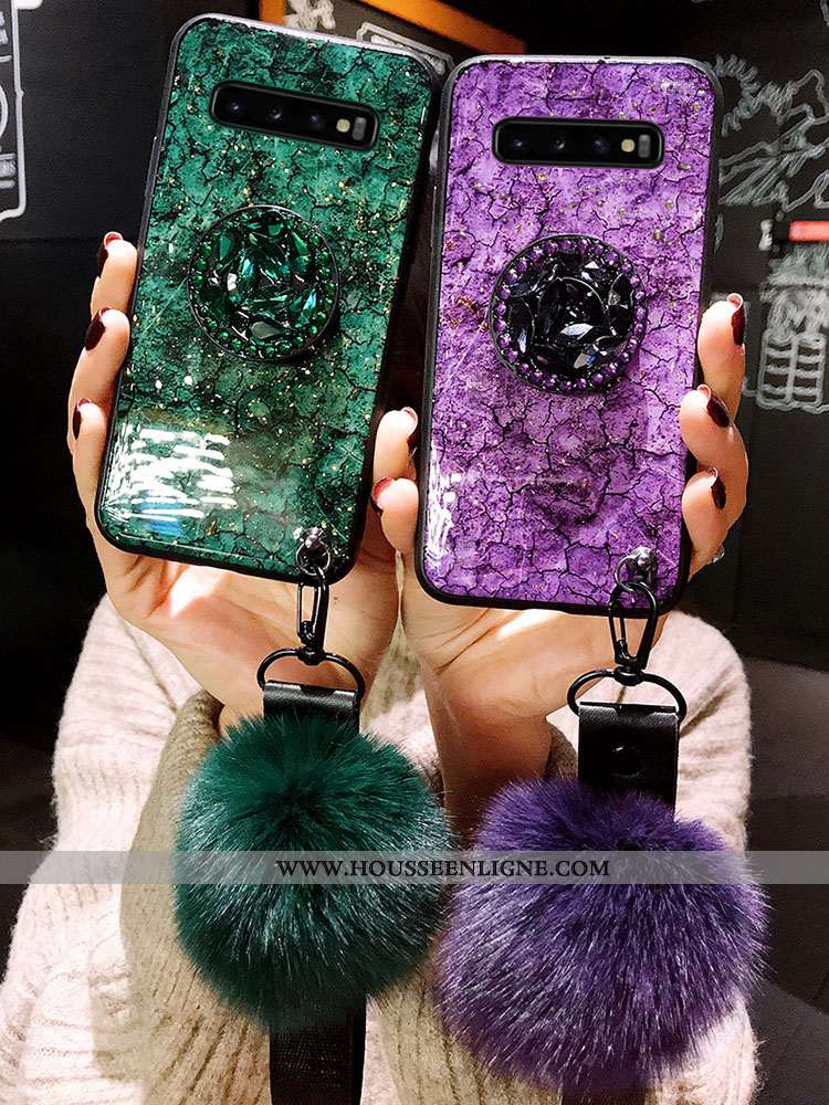 Étui Samsung Galaxy S10 Silicone Protection Violet Tendance Fluide Doux Incassable Ornements Suspend