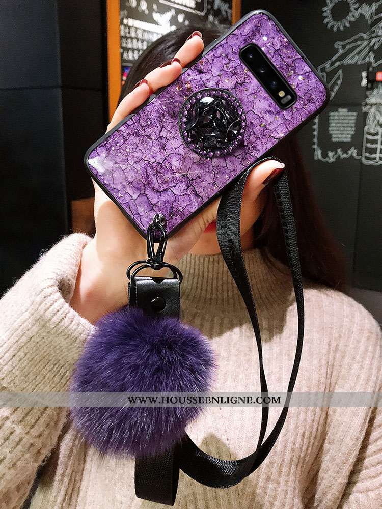 Étui Samsung Galaxy S10 Silicone Protection Violet Tendance Fluide Doux Incassable Ornements Suspend