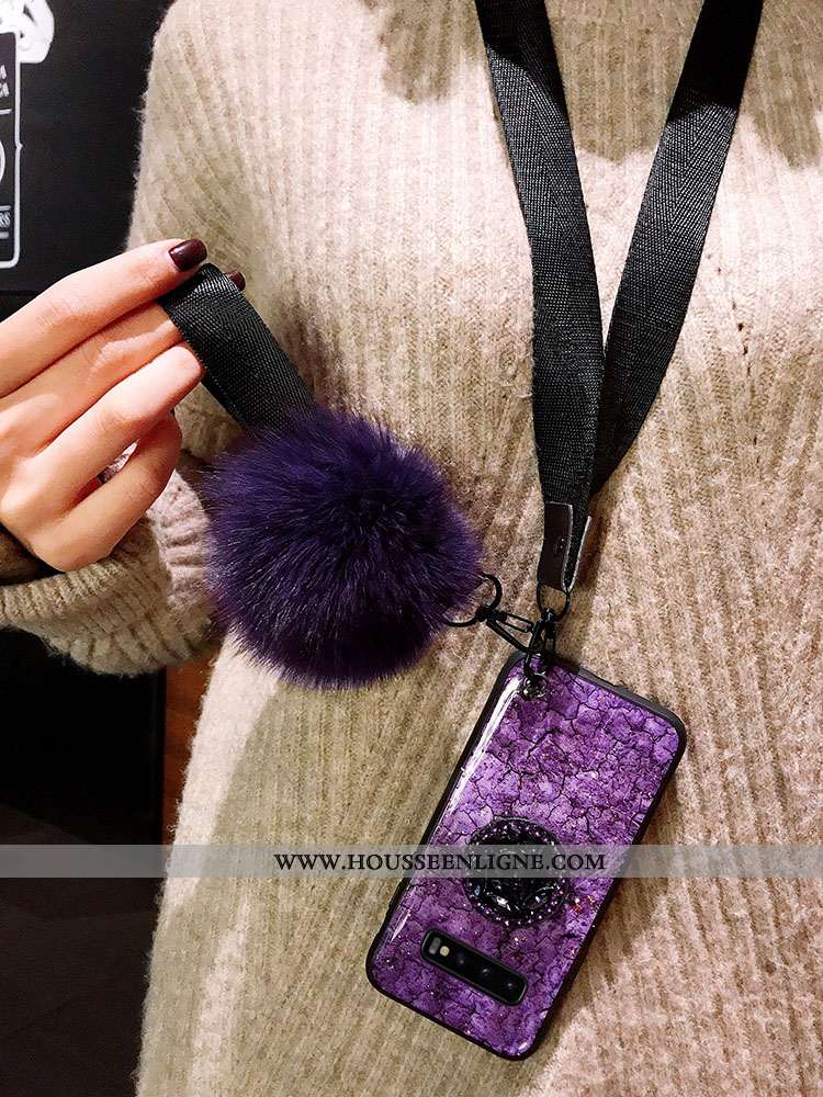 Étui Samsung Galaxy S10 Silicone Protection Violet Tendance Fluide Doux Incassable Ornements Suspend