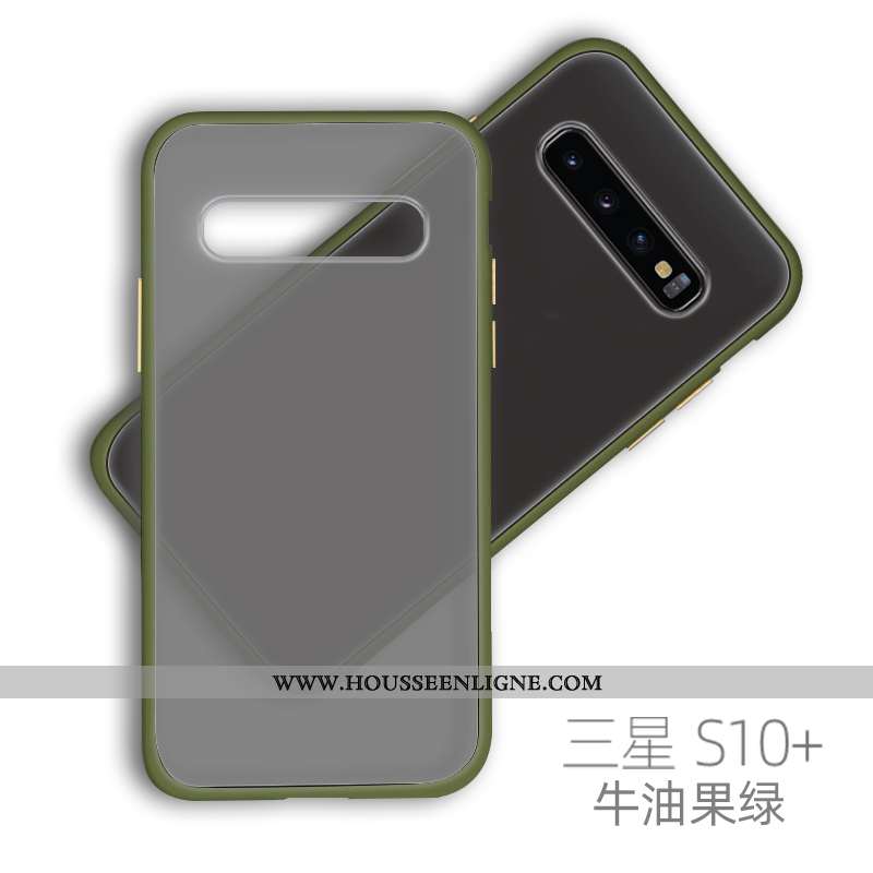 Étui Samsung Galaxy S10+ Ultra Tendance Net Rouge Délavé En Daim Coque Vent Silicone Verte