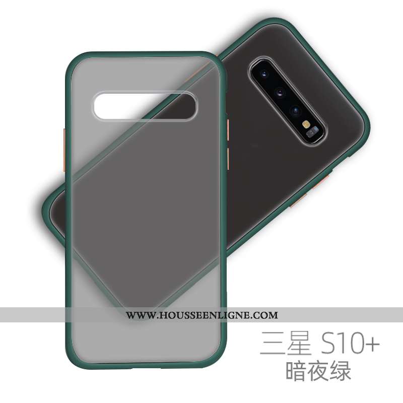 Étui Samsung Galaxy S10+ Ultra Tendance Net Rouge Délavé En Daim Coque Vent Silicone Verte