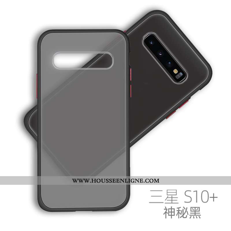 Étui Samsung Galaxy S10+ Ultra Tendance Net Rouge Délavé En Daim Coque Vent Silicone Verte