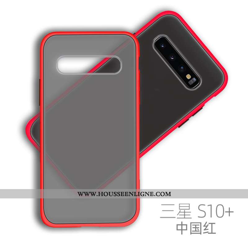 Étui Samsung Galaxy S10+ Ultra Tendance Net Rouge Délavé En Daim Coque Vent Silicone Verte