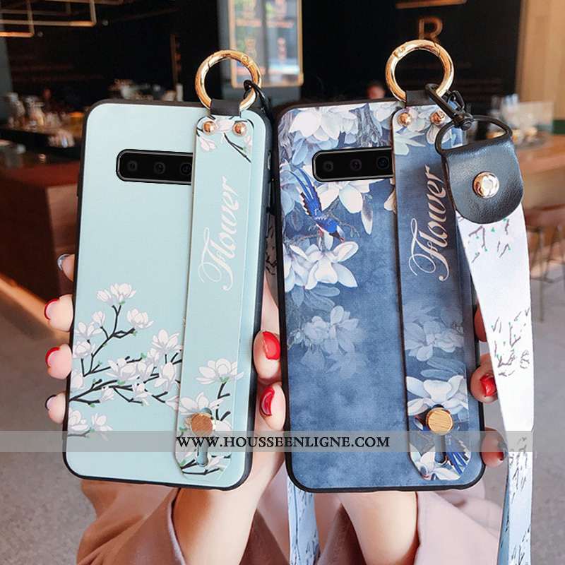 Étui Samsung Galaxy S10 Ultra Tendance Téléphone Portable Noir Protection Délavé En Daim Coque