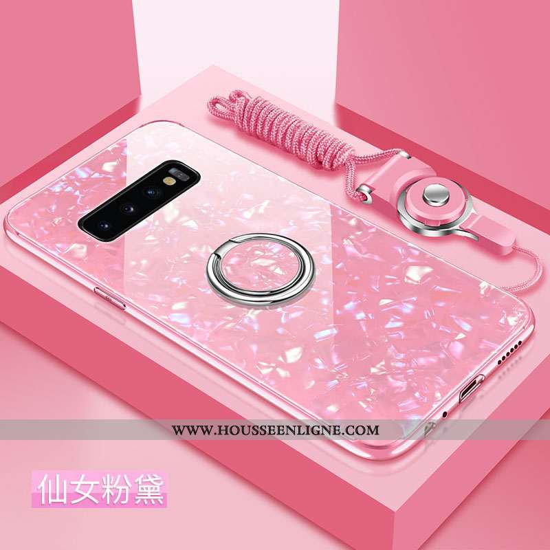 Étui Samsung Galaxy S10 Verre Fluide Doux Téléphone Portable Incassable Net Rouge Coquille