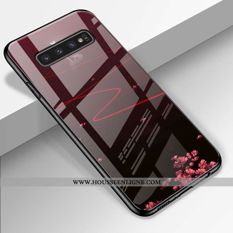 Étui Samsung Galaxy S10+ Verre Personnalité Fluide Doux Tendance Miroir Étoile Coque Bleu