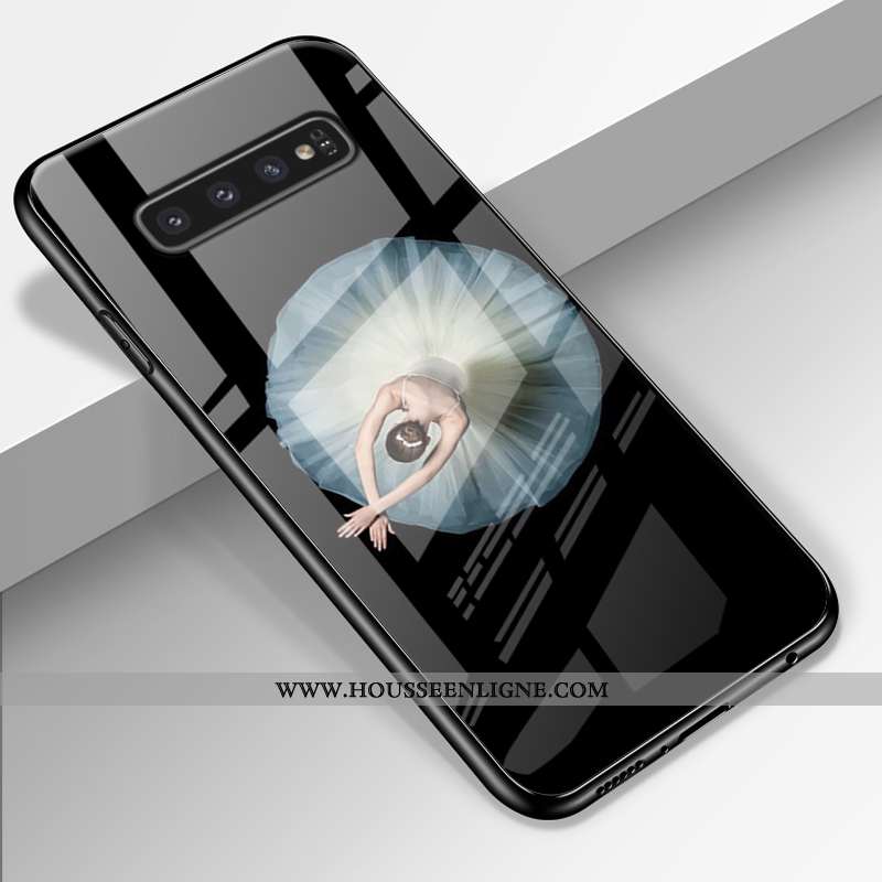 Étui Samsung Galaxy S10+ Verre Personnalité Fluide Doux Tendance Miroir Étoile Coque Bleu