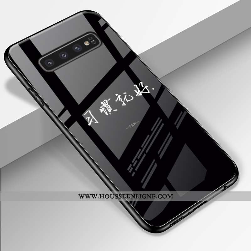 Étui Samsung Galaxy S10+ Verre Personnalité Fluide Doux Tendance Miroir Étoile Coque Bleu