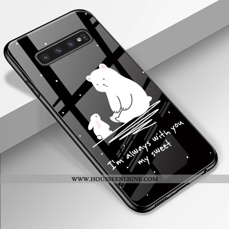 Étui Samsung Galaxy S10+ Verre Personnalité Fluide Doux Tendance Miroir Étoile Coque Bleu
