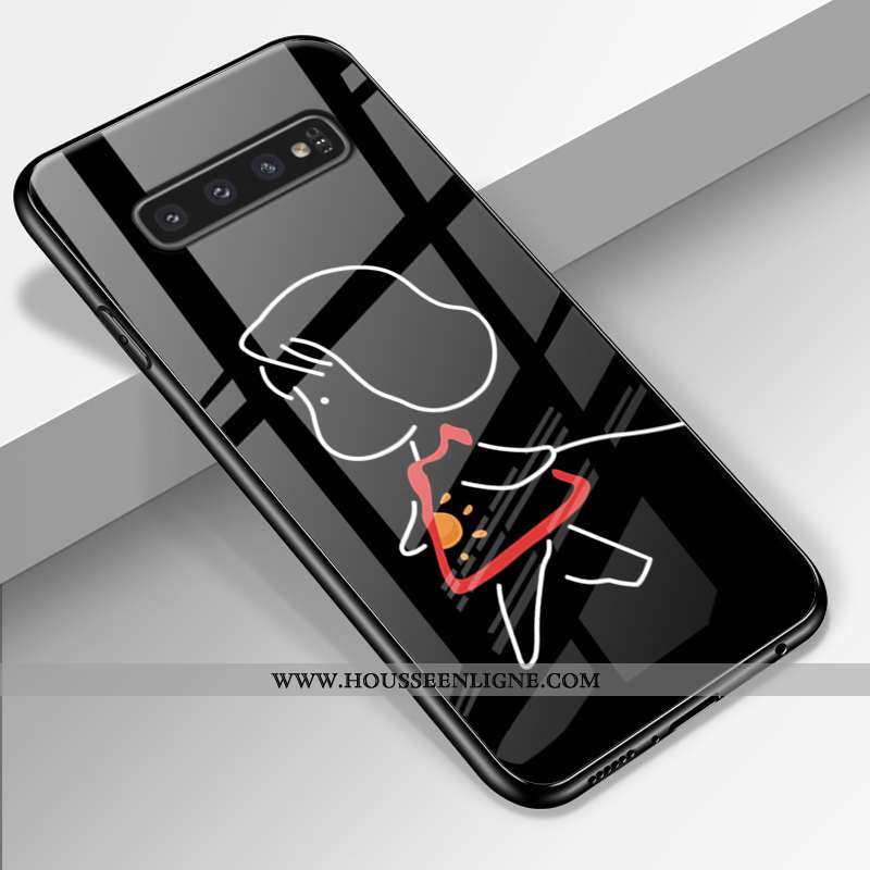 Étui Samsung Galaxy S10+ Verre Personnalité Fluide Doux Tendance Miroir Étoile Coque Bleu