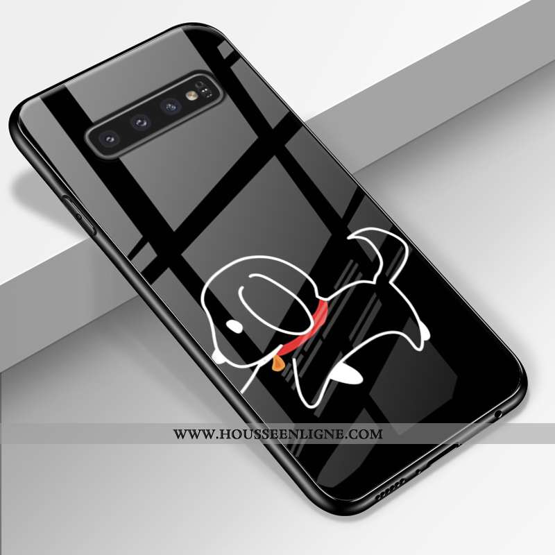Étui Samsung Galaxy S10+ Verre Personnalité Fluide Doux Tendance Miroir Étoile Coque Bleu