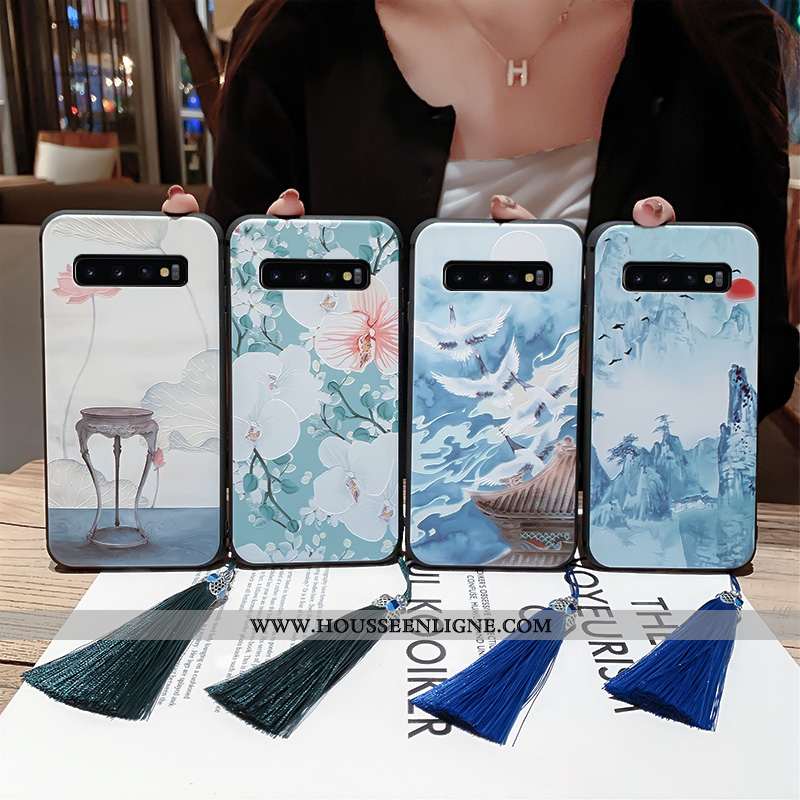 Étui Samsung Galaxy S10+ Vintage Ultra Incassable Protection Palais Bleu