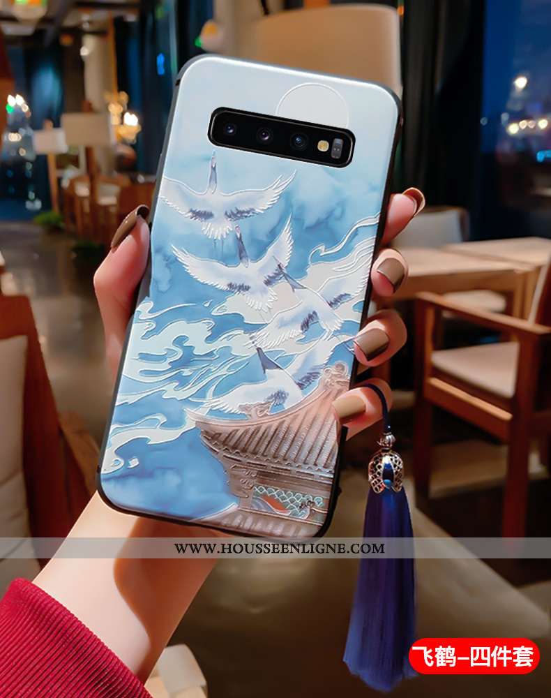 Étui Samsung Galaxy S10+ Vintage Ultra Incassable Protection Palais Bleu
